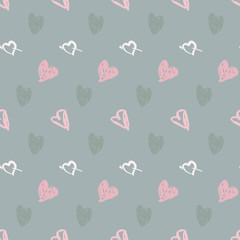 Doodle seamless pattern with hearts