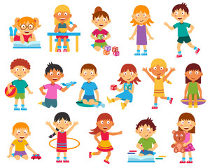 Fototapeta premium Kids silhouettes set