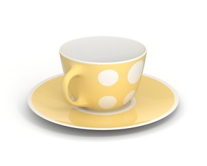 Isolated classic cup with pattern on white background. 3D Illustration.