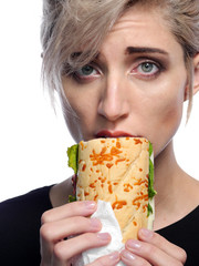 Girl eating a sandwich