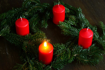 Erster Advent, 1. Advent, Adventskranz, Advent, Weihnachten, Copyspace