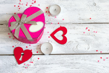 St. Valentine's day background with hearts and candles