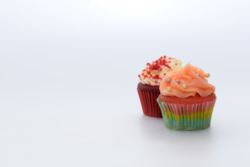 Cupcakes on white background_
