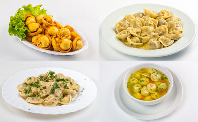 meat dumplings in different conditions image set