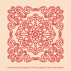 Ancient Chinese Pattern_119 Cross Spiral Curve Vine Flower