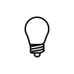 thin line light bulb, idea icon on white background