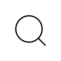 thin line magnifier icon on white background