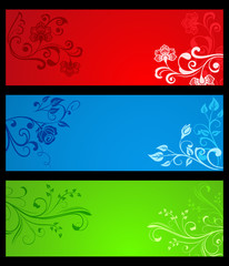 Horizontal color floral banners with copy space.