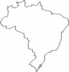 Freehand Brazil map sketch on white background.