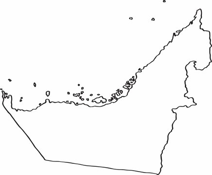 Freehand United Arab Emirates map sketch on white background.