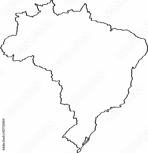 "Freehand Brazil Map Sketch On White Background." Stock Image And ...