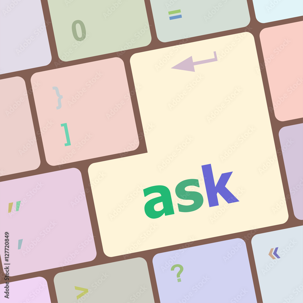 Poster ask button on computer keyboard key