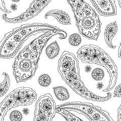 Paisley pattern. Seamless vector ornament. Eastern traditional pattern of Turkish cucumber. A template for a print fabric, wrapping paper, textiles.