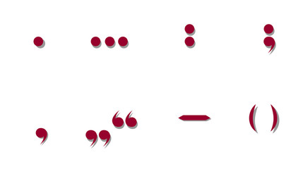 Red punctuation marks. Vector illustration