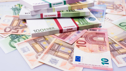 cash money. euro bills. Euro currency money