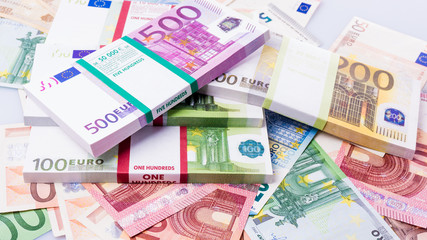 cash money. euro bills. Euro currency money