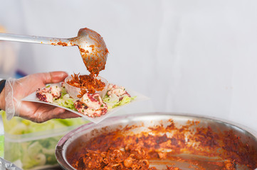Street food. Stewed cuttlefihs