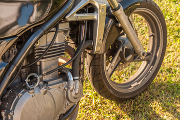 Obraz premium Close up view of a old motorcycle