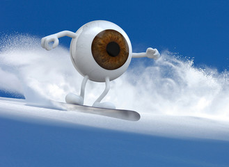 big brown eyeball snowboarder