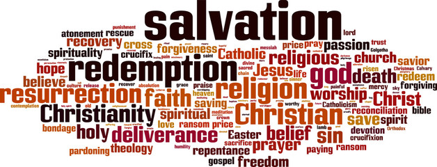 Salvation word cloud concept. Vector illustration