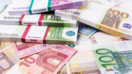 Lots of cash money.  Euros. euro money banknotes. Money Euro bac