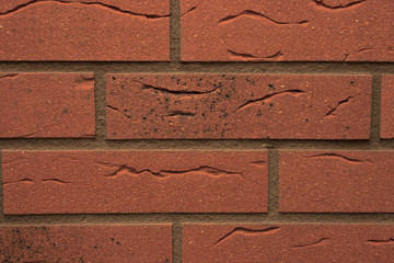 Wall texture of red bricks with grey grouting