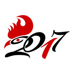 Happy Chinese new year 2017 with rooster, symbol of new year 2017