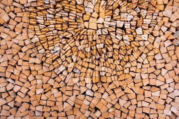 firewood. Pile of wood. Stacked wood