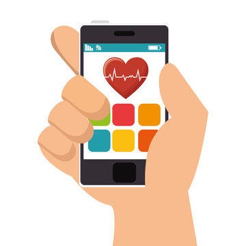 smartphone with cardio app vector illustration design