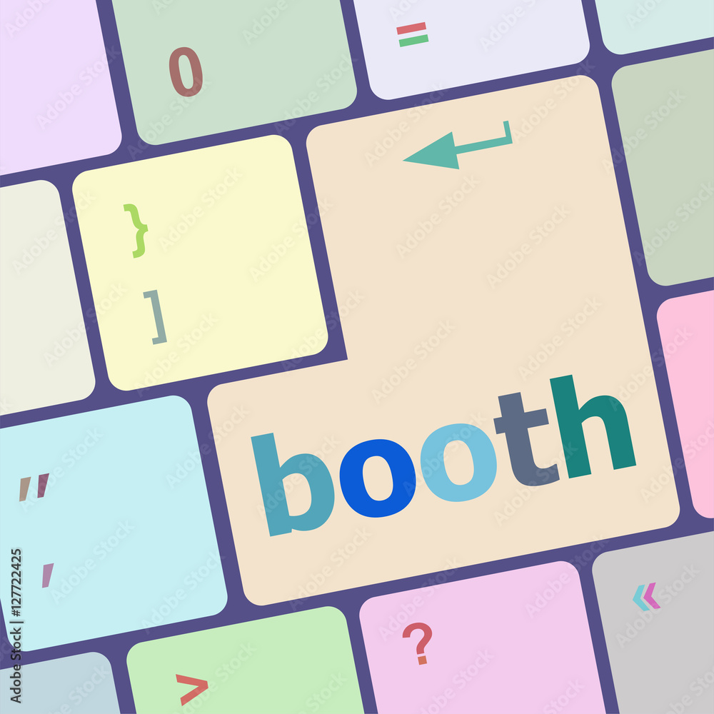 Poster booth button on computer pc keyboard key
