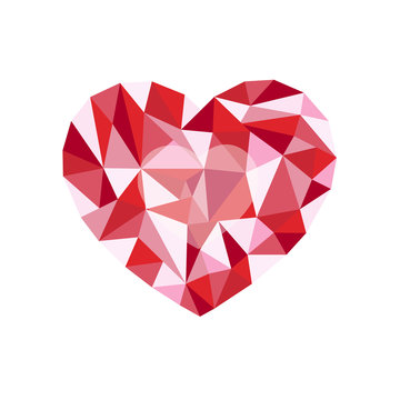 red polygonal heart. a symbol of Valentine's Day - Stock Vector