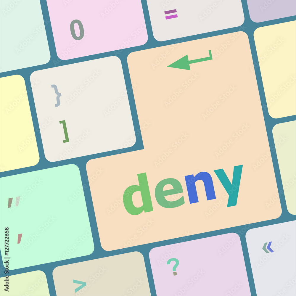 Poster privacy concept: computer keyboard with word deny