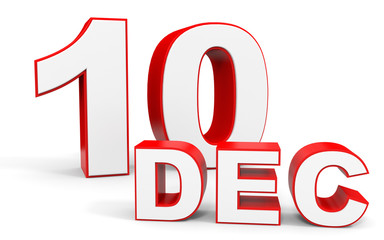 December 10. 3d text on white background.