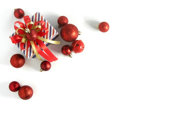 gift and red decor ball isolated
