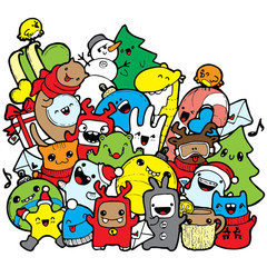 winter color Doodle cartoon new year holidays