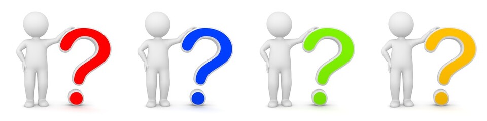 3D Rendering of man with question mark