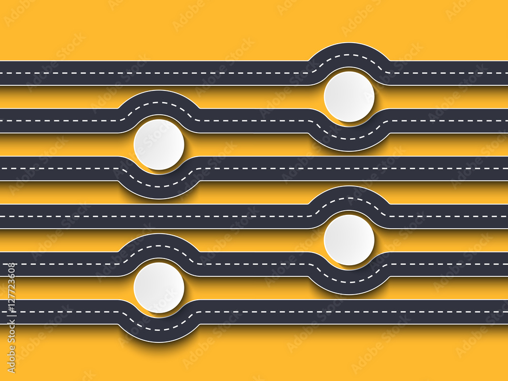 Poster road trip and journey route. business and journey infographic design template with circle elements f