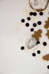 Christmas cookies. Baking . Roll out the dough to cut stars on a wooden background