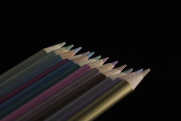 Obraz premium set of colour pencils isolated on black background