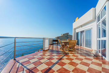 Terrace of a luxury villa with a sea view