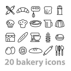 twenty bakery icons collection