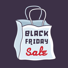 Black Friday sale shopping bag icon.