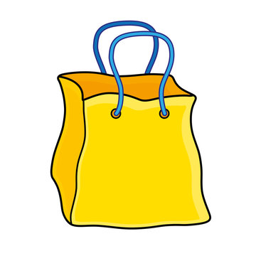 Yellow shopping bag isolated.
