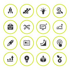 Set round icons of start-up