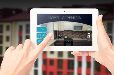 Fototapeta na wymiar Remote home control system on a digital tablet or phone