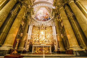 Fototapeta na wymiar Santa Maria in Campitelli or Santa Maria in Portico is a church dedicated to the Virgin Mary on the Piazza di Campitelli in the Sant'Angelo district of Rome, Italy. 