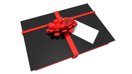 Geschenk rot schwarz mit Schleife und Label