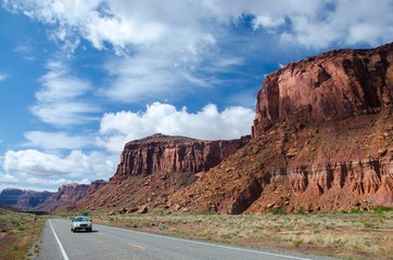 Road along orange cliffs