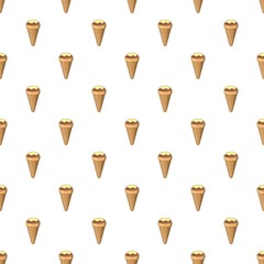 Ice cream in a waffle cone pattern. Cartoon illustration of ice cream in a waffle cone vector pattern for web