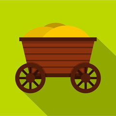 Vintage wooden cart icon. Flat illustration of wooden cart vector icon for web design